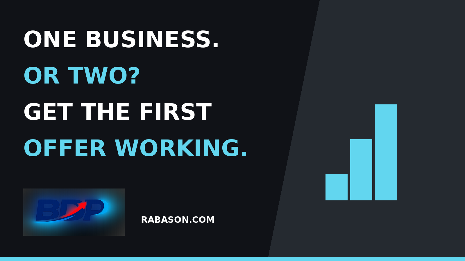 AskBDP branded graphic reading One business or two? Get the first offer working.